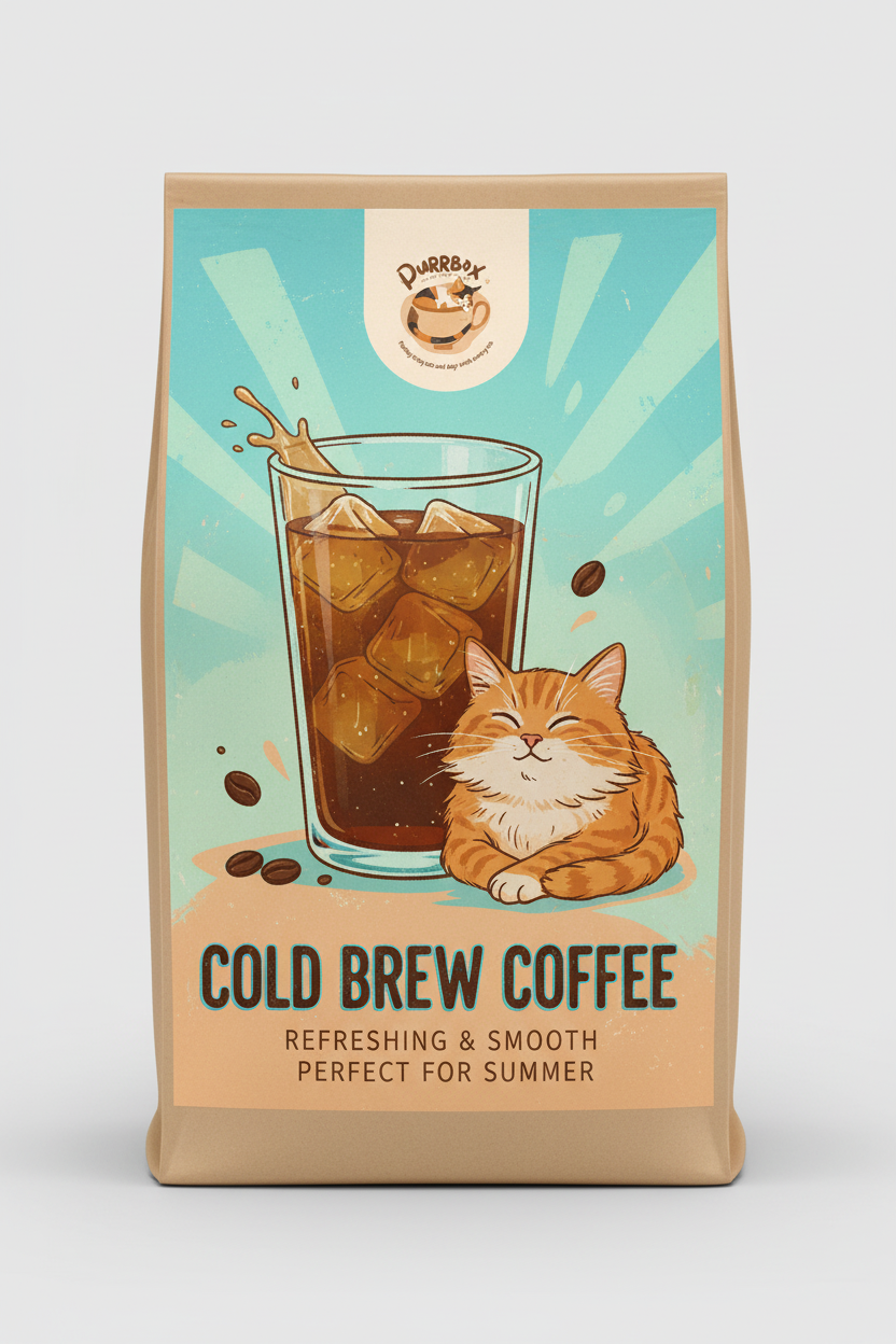 Cold Brew Coffee - Cat-themed label with Purrbox logo