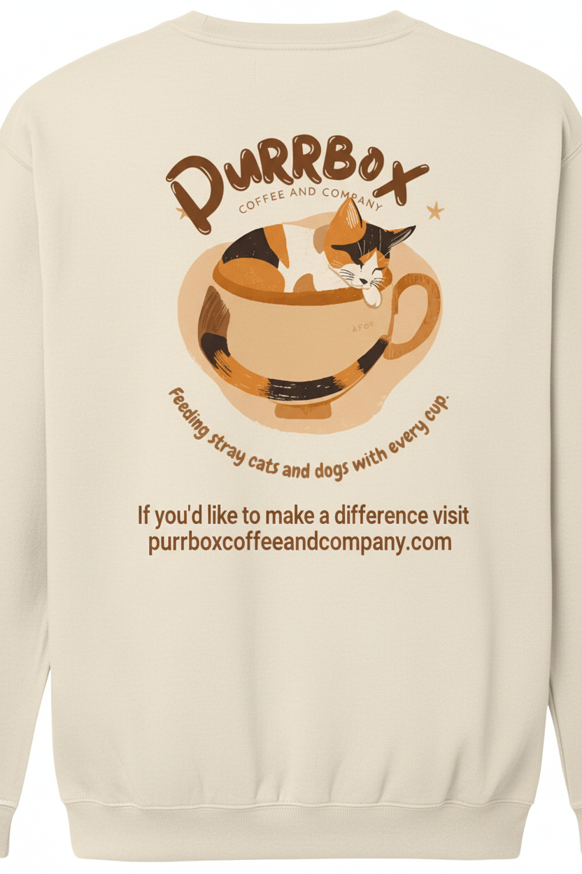 Purrbox logo back design with website