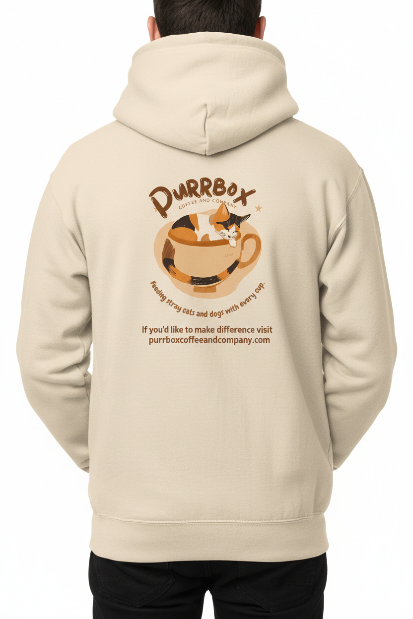 Purrbox logo back design with website