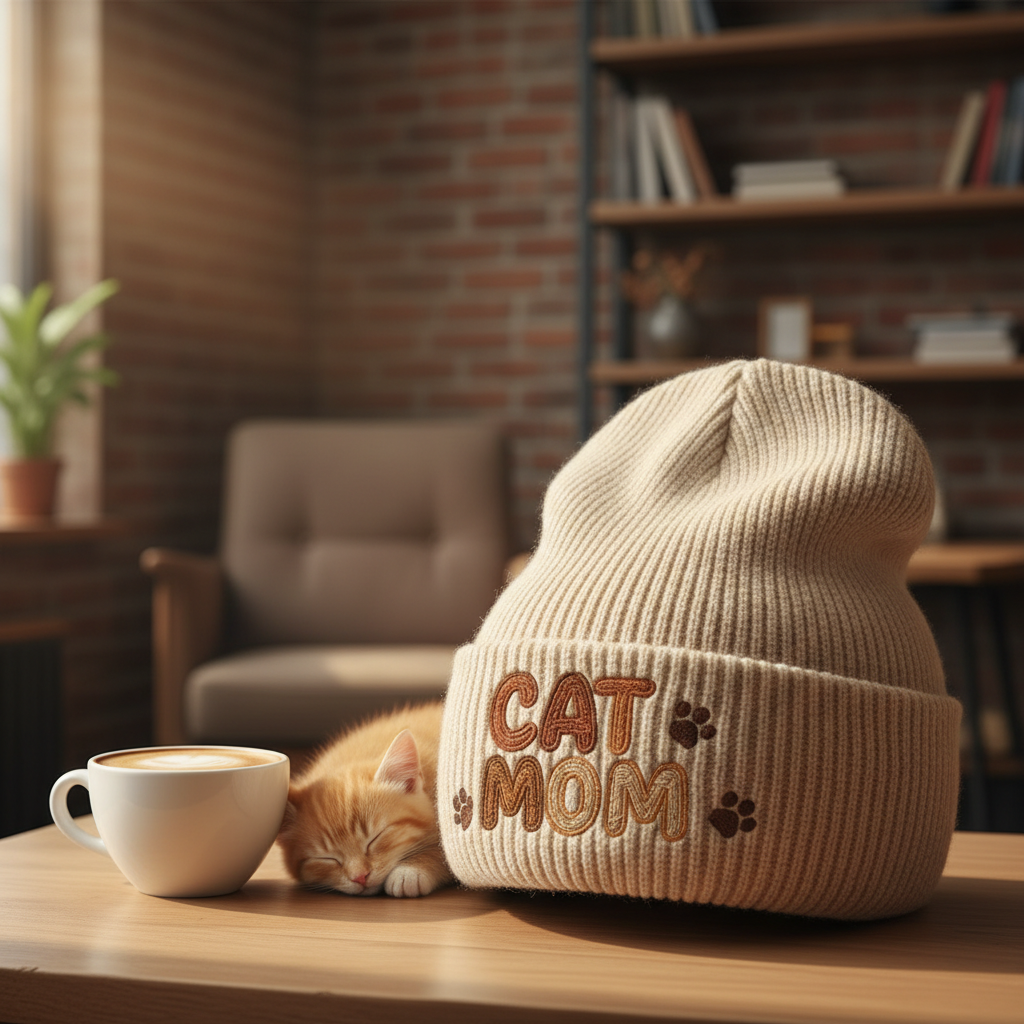 CAT MOM beanie hat