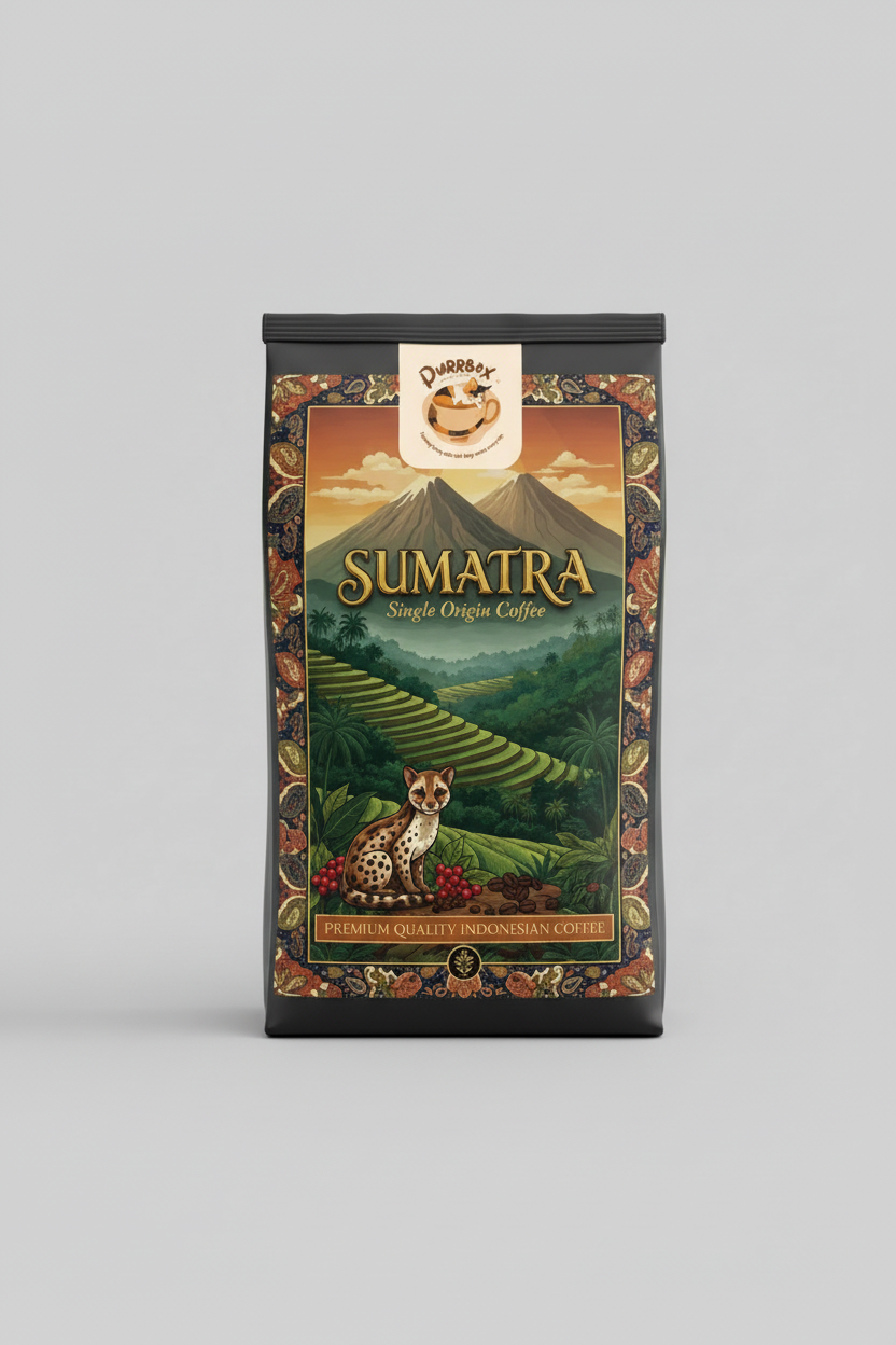 Sumatra Coffee Bag with Updated Purrbox Logo